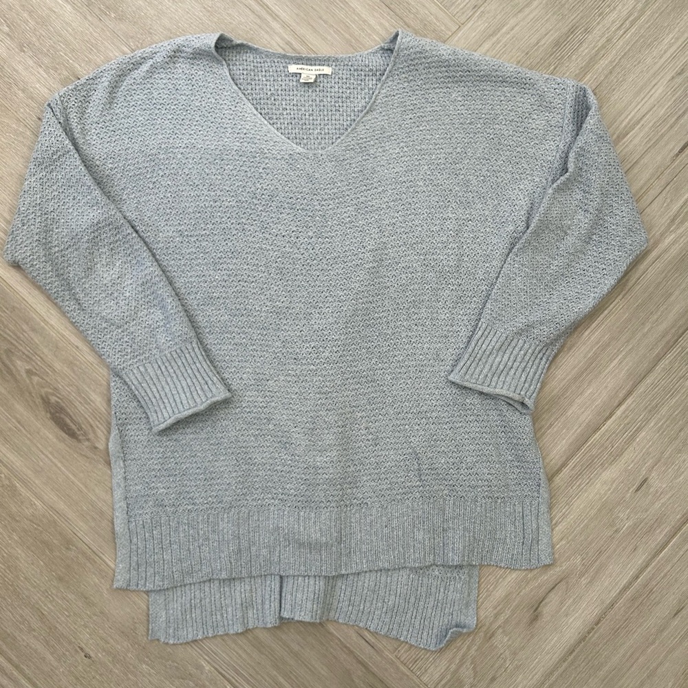 American Eagle Outfitters Light Blue V-Neck Sweater XXS